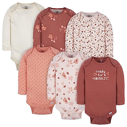 Gerber Lot de 6 bodies à manches longues, motif feuilles, 12 mois