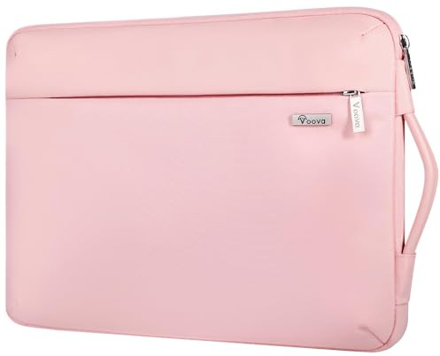 Voova Laptopfodral 15 tum för MacBook Air 15 360° skyddande datorfodral för MacBook Air M2, Microsoft Surface, MacBook Pro-fodral PC-uppgraderat vattentätt tyg laptopväska, rosa