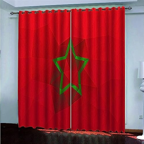 Vorhang Blickdicht Schlaufenschal Roter Stern 2 Stücke Verdunkelungsvorhang Schlaufen Gardinen Für Wohnzimmer Schlafzimmer Kinderzimmer Verdunklungs