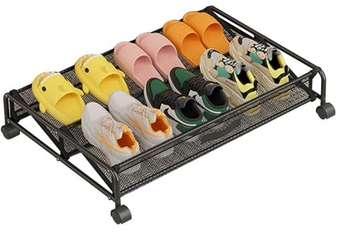 WMYYLX Cómoda de debajo de la cama con ruedas, 89 l, para debajo de la cama, para zapatos, marco de metal, almacenamiento de zapatos debajo de la cama con ruedas para ropa, zapatos, juguetes, libros