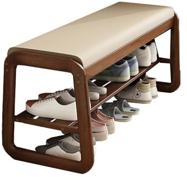 DODOBD 2 Tiers Shoe Rack Shoe Cabinet Shoe Bench with Seat Cushion Shoe Rack Shoe changing stool entrance shoe changing stool 55/80/100cm solid wood shoe changing stool Suitable entrance