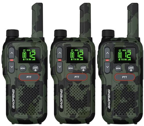 BAOFENG GT-18 Walkie Talkie Niños PMR446 Radio sin Licencia, Walky Talky Recargable de Largo Alcance Batería de 1500 mAh, PTT Dual, 16 Canales, escaneo, Linterna para Acampar Senderismo,Paquete de 3