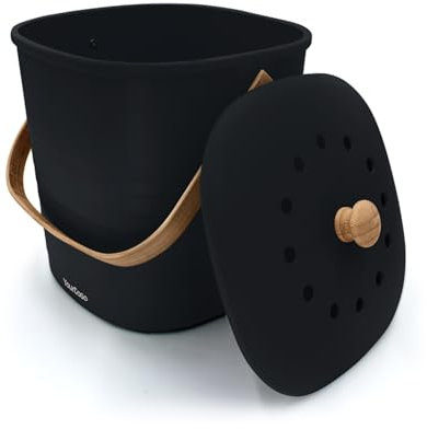 YourCasa Biomülleimer Küche klein 4L geruchsdicht für Biomüll - Komposteimer mit Aktivkohlefilter - nachhaltiger Bio Mülleimer mit Deckel Abfalleimer Behälter Bioabfallbehälter Biotonne (4L Schwarz)