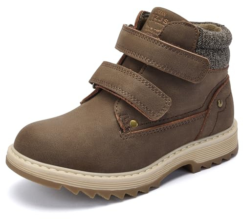 TZJS Botas clásicas unisex para niños y niñas, botas de invierno con cierre de , impermeables, botas de nieve, botas de trabajo, antideslizantes, trekking, zapatos de invierno, 22-35 EU, marrón, 25 EU