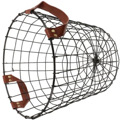 Yardwe Cesto Porta- Rotondo in Rete Metal Con Manico Cesto Portabiancheria Per Braciere Da Tavolo Contenitore Portaoggetti Per Combustibile Da Ardere Organizer Per Barbecue e Campeggio