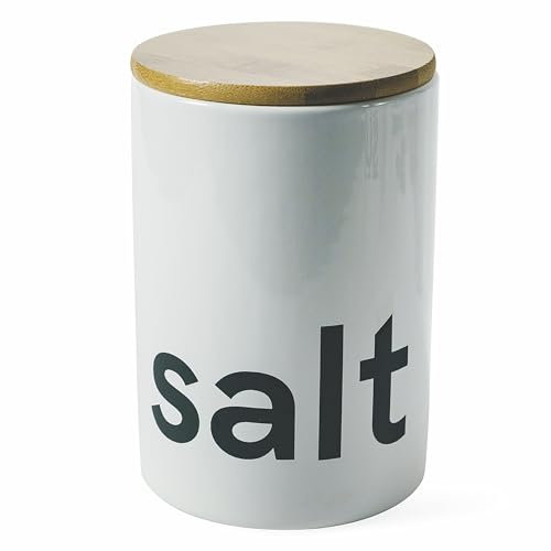 Villa d'Este Home Tivoli Tarro de sal de 750 ml de cerámica, tapa de bambú, bambú