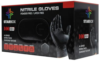 STAR BOX - Gants Jetables Grip Antidérapant - Pack 100 pcs, Idéal Mécaniciens, Bricolage, Artisans Industriels - Adhérence, Protection Maximale, Confort Sécurité Professionnelle Taille M