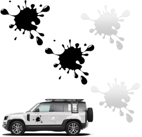 4 fogli di adesivi per auto 3D, adesivi spot in bianco e nero, adatti per porte, finestre, vetri per auto, 15 * 13,8 cm