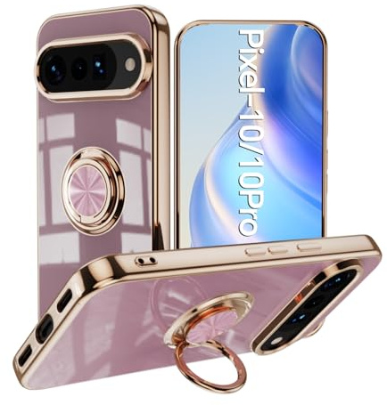 XINYEXIN Fodral för Google Pixel 10 Pro/Pixel 10, ringhållare rotera 360 grader, mode mjukt TPU silikonfodral, stötsäker - lila