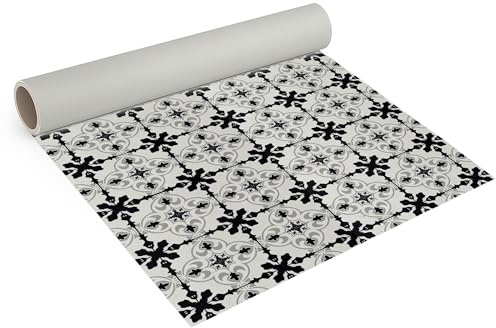 Internethandel Pfordt CV Bodenbelag Retro Fliese Cabon, 100x200 cm, pflegeleichter PVC Vinylboden in Holzoptik, Meterware für Küche und Wohnzimmer
