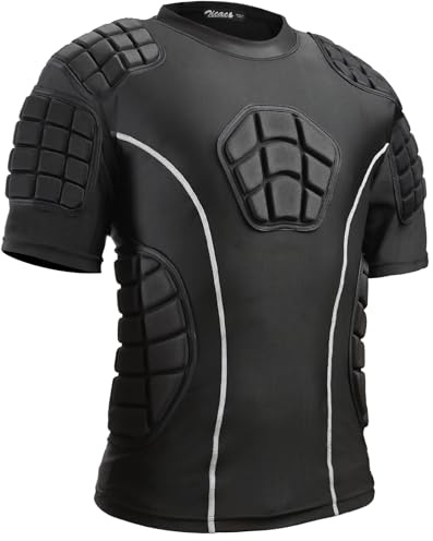 Zicac Maglia da Uomo Imbottita Compressione con Protezione Antiurto, Maniche Corte Maglia Sportiva Equipaggiamento Protettivo Pettorale Protezioni per Esterni/Fitness/Calcio/Basket/Sci/Rugby