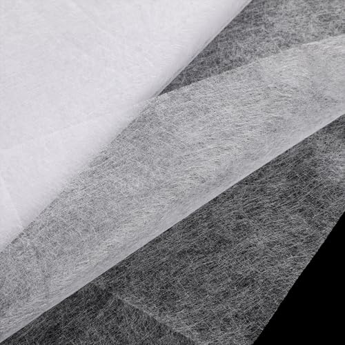 Stryk på båda sidor, 40 cm × 11 m lätt strykfleece tyg dubbelsidig strykfleece för förstärkning, inlägg för strykning för syhantverk hantverk gör-det-själv broderier (vit)