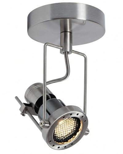 Opulux Adjustable & Dimmable Ceiling Spotlight Indoor - Brushed Nickel Surface Light for Accentuating Wall Art, Creating Ambiance in Living Room & Bedroom, 9W GU10 3000K Warm White