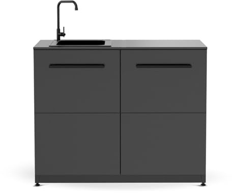 cozze® Módulo Fregadero Cocina de Exterior – Mueble con Lavabo y Encimera HPL 15 mm – Acero Resistente y Diseño Moderno – 90x110x60 cm