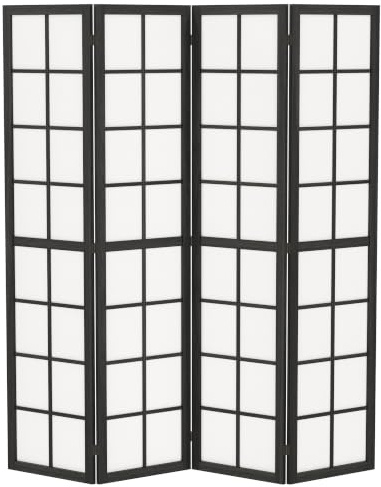 HOMCOM 4 Panel Folding Room Divider Privacy Screen 160 x 170cm, Black | Freestanding, Indoor Room Partition, for Bedroom and Office