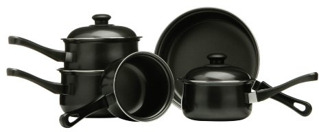 Premier Housewares 204202 Carbon Steel Belly Pan Set, Black, 5 Piece