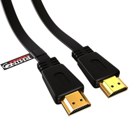 rhinocables HDMI 1.4 High Speed Flat Flexible Thin HD Cable with ethernet channel & Gold Contacts (10m)