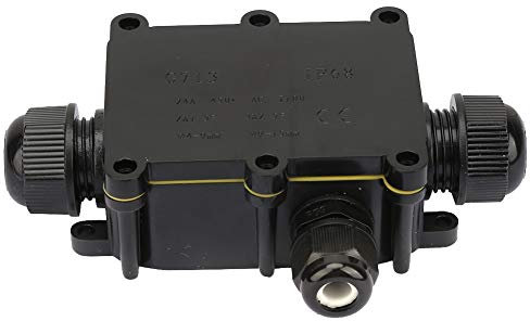Junction Box, IP68 Waterproof 2-4 Way Electrical Junction Box Terminal Box, Black Underground Cable Line Wires Power Cord Connector Protection(3 Way)