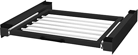 ML-Design Zwischenbaurahmen mit Wäscheleine Stahl 60,5x54,5cm Schwarz, Waschmaschine/Trockner Verbindungsrahmen Zwischenbausatz mit ausziehbarer Handtuchhalter Trocknersäule Zwischenrahmen Universal