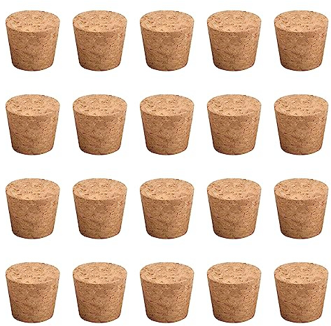 INCREWAY Tapones de corcho cónicos, 20 tapones de corcho de madera duraderos para botellas de vino, botellas de vidrio, tarros, 37 x 43 x 28 mm