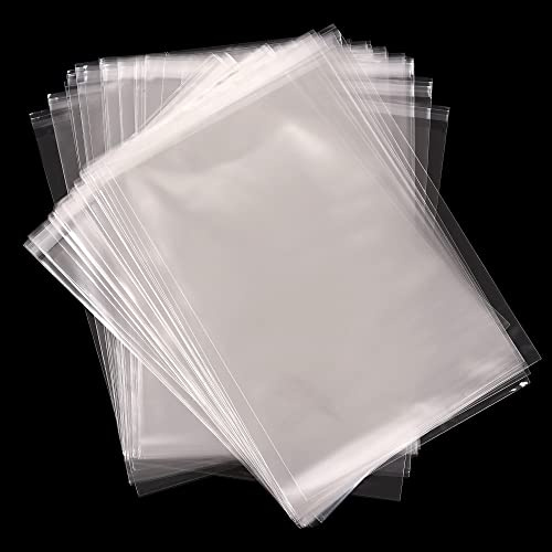 LEUOSO Clear Self-adhesive Bags 100 Pack, Self Sealing Cellophane Display Bags/Sealable Bags, Food Safe, Cello Bags OPP for Cookies, Cards, Envelopes, Pictures (10 * 12CM)