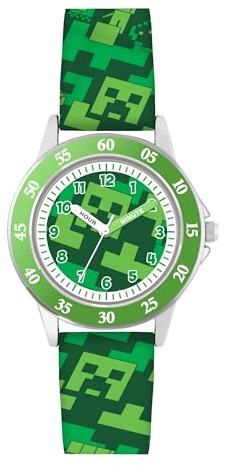 Minecraft Creeper MIN9033 Quarz-Armbanduhr für Lehrer, Grün, grün, Modern