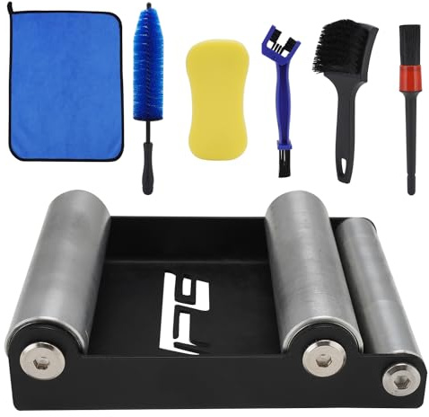 JFG RACING Soporte Rueda Moto,Caballete Trasero Delantero Moto + Kit Cepillo Limpieza para Motocicleta de 6 Piezas la mayoría de Bicicletas de Calle