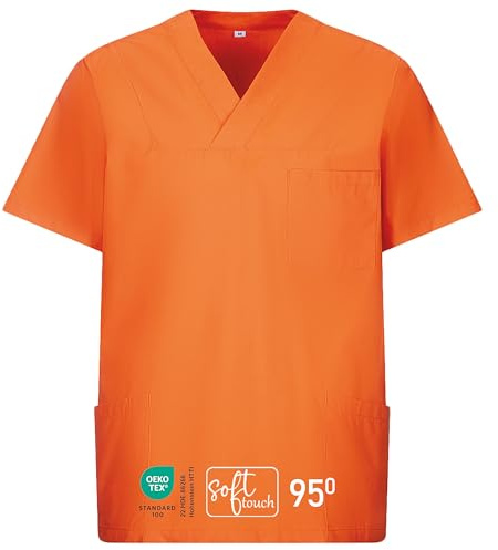 EXNER Medizinischer Schlupf-Kasack, OP-Kasack, Unisex, für Krankenpflege, Altenpflege, Farbe orange, Größe 7XL