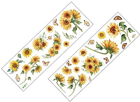 Homoyoyo 2 Blätter Wandtattoo Sonnenblume Dekorative Wandaufkleber Selbstklebende Diy-aufkleber Blumenaufkleber Für Den Schrank Sonnenblumen Wandtattoo Wandaufkleber Dekorationen Anlage Pvc