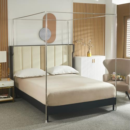 Beyeutao Acciaio Inossidabile Telaio Per Letto a Baldacchino 180x200 cm Baldacchino Telaio Palo Staffa Letto Pali Quattro Poster Telaio Tenda Gioco.