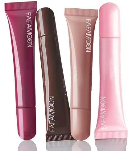 4 Colors Peptide Lip Tint, Hydrating Lip Gloss, Glossy Lip Glow Oil with Nourishmax Jojoba Oil, Hydrating Tinted Lip Oil, Revitalizing for Dry Lips.