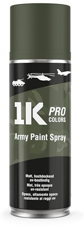 Militär-Farbspray Army 1K PRO – 400ml Spraydose matt, Militärfarbe, UV und wetterfest, schnelltrocknend, DIY Projekt - RAL6003 NVA Grün