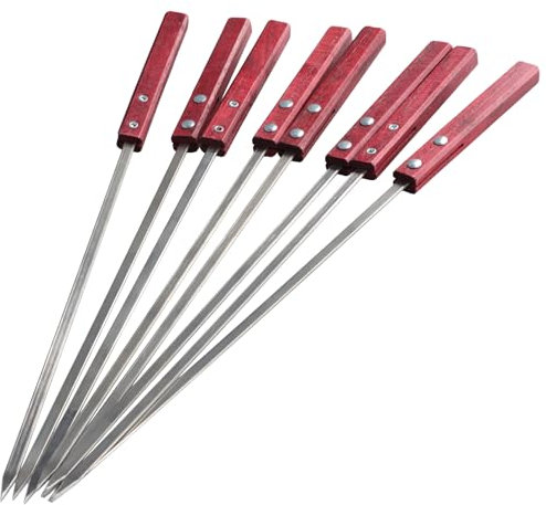 Set de 8 Pic à Brochette pour Grillades et Kebabs, Pique Brochette Réutilisable pour Barbecue en Acier Inoxydable, Brochettes Plates pour Viande Légumes et Saucisses