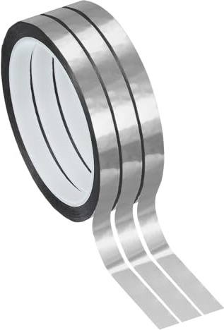 PATIKIL 10 mm x 50 m metallband självhäftande list, 3 rullar prydnadslister självhäftande metall glänsande silvertejp vattentät dekorativa remsor för väggar dörr tak möbler modellbygge hantverk