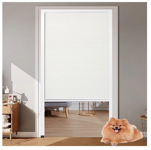 Folding Door Vertical Pull Down Folding Door with Aluminum Frame, 80 86 90 96 in Tall Honeycomb Blackout Shades/ Privacy Divider Accordion Doors, Room Retractable Doors, No Drill(WxH-34X80in (86x203cm
