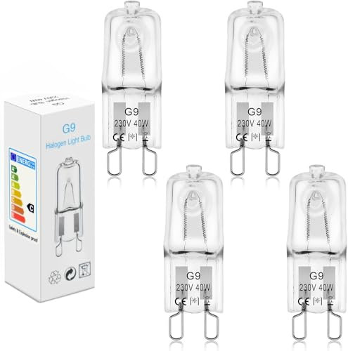 BROTOU Lampadina per forno G9 40W 300 gradi, lampadina alogena 230V 2800K dimmerabile G9 alogena per forni, microonde, lampade da tavolo, lampadine, 4 pezzi