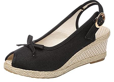 Sandalias Mujer Con Cuña Verano Plataforma De Vestir Sandalias Cerradas Alpargatas Esparto Cierre De Hebilla Elegantes Antideslizantes Yute Sandalia Comodas Casual Tacon Zapatos Moda Fiesta Novia 2025