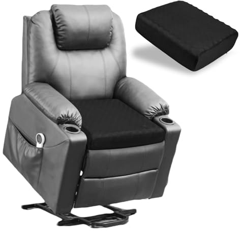 BOUFEIDA Cuscino rialzo in Memory Foam con Copertura Lavabile, 51x51x12.5 cm Supporto Ergonomico per Poltrone, Divani e Sedie Reclinabili, Ideale per Anziani e Adulti (Nero)