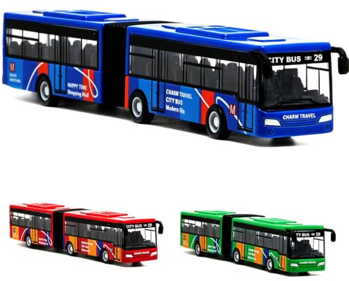 Spiritzohic Bus Car, Play Vehicles Bus Model Car Pull Back Vehicle Alloy Diecast Vehicles Mould Pull-Back Buss Cars Model Mini Friction Powered City Play Vehicle Gift for Birthday Carnival(18x3cm)