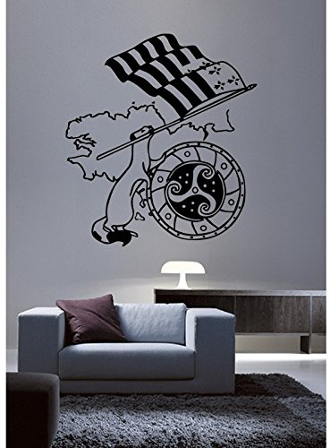 Tatoutex Stickers Hermine et Drapeau Breton - Noir, L 60cm x H 67cm