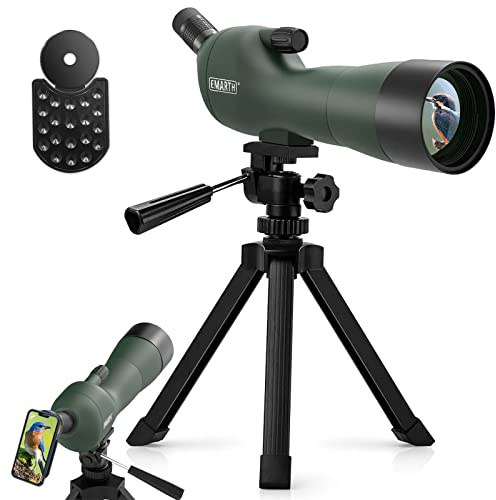 Emarth 20-60x60 Angled Spotting Scope for Target Shooting, Spotting Scope w/Tripod 14 Tabletop/Carry Bag, 1.37lb Light Spotter Scope, Waterproof Spotting Scopes for Hunting/Birding/Wildlife View