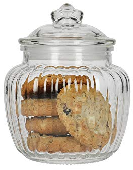 KitchenCraft Home Made Small Glass Storage Jar, Airtight Container with Lid, Stylish Pantry/Kitchen Accessories, 6 ml (1 Pint) – Clear