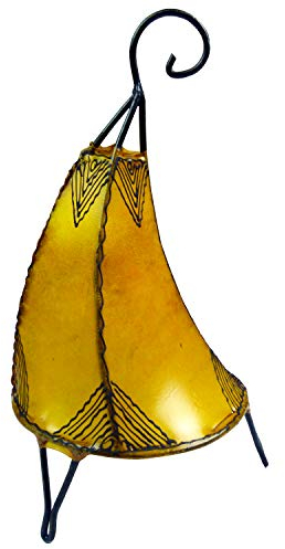 Simandra Orientalische Lampe Stehlampe marokkanische Hennalampe Lederlampe Tischleuchte Stehleuchte Orient Tissir Orient 40 cm Color Gelb