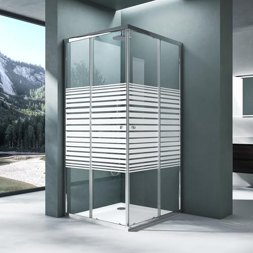 Duschwand mit Doppel-Schiebetür Duschtasse 70x90 cm Eckeinstieg Echtglas Lotuseffekt Duschkabine ESG Ravenna16MS