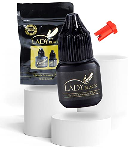Extensiones para pestañas Max con pegamento, de adherencia firme y rápida en negro (Sky Lady Black) de 5 g