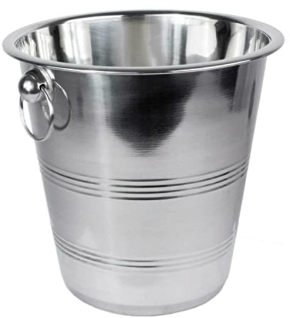 GEEZY Stainless Steel Ice Bucket with Handles – Multi-Functional Wine Cooler, Champagne and Beer Holder for Parties – Stylish Silver Design, 22 cm Diameter, Durable and Easy to Clean