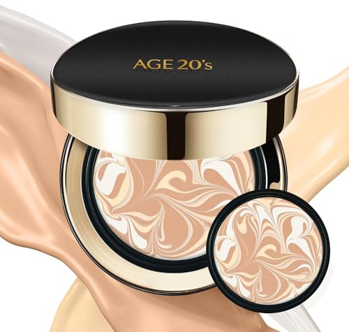 AGE 20's Signature 71% Essence Double Cover Cushion Foundation Pact + Nachfüllung Nr. 21 Hellbeige (13,9 g x 2 Stück)