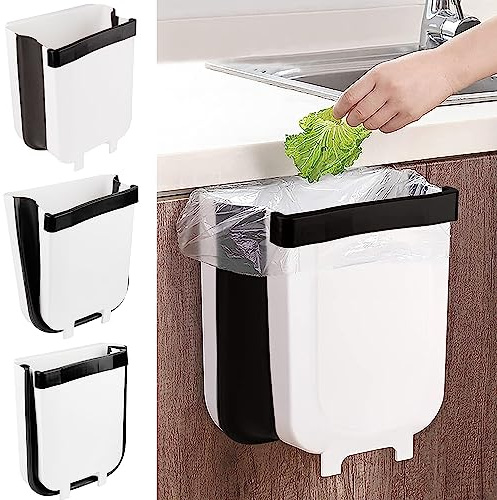 Pattumiera Cucina Pieghevole, Pattumiera da Appendere, 9L Protezione Ambientale Pattumiera Cestino Bagno da Portatile da Cucina, per Cucina, Auto, Bagno, Ufficio e Camera da Letto (Bianca)