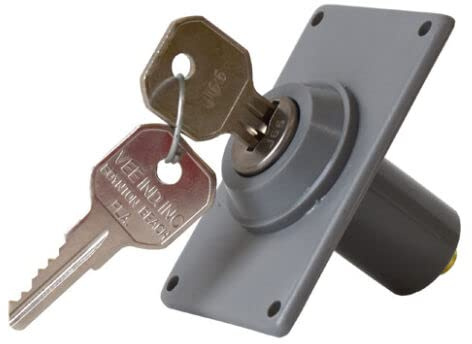 Garage Door Opener Plastic Key Switch Cylinder w/Mounting Plate 2 Keys