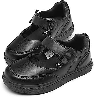 DREAM PAIRS Kids Girls Mary Jane Sneakers Strap Toddler Little Girls School Shoes Soft Walking Party Flat Shoes,Size 10 Little Kid,Black,SDFS2323K